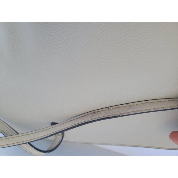 Nine West White Double handle Tote Cream Buckle Accents Pebbled Vegan Leather - Picture 14 of 15
